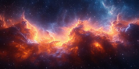 Wall Mural - vibrant cosmic clouds illuminated by stars create a stunning display in the night sky