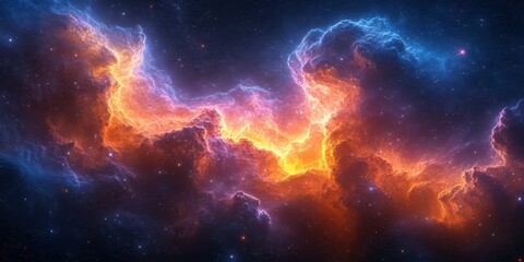 Wall Mural - colorful cosmic nebula illuminated by vibrant orange and blue hues in the depths of space