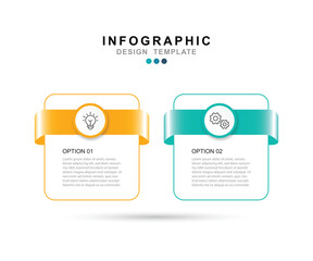 Fototapete - Vector Infographic label design template with icons and 2 options or steps.
