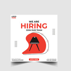 Wall Mural - We are hiring recruitment open job vacancy design vector social media post banner template or web banner layout	