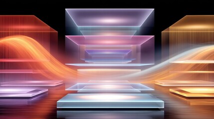 Wall Mural - abstract representation of digital blocks with futuristic glowing patterns
