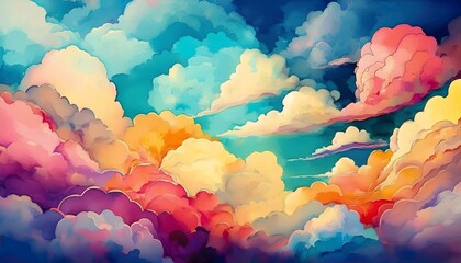 Wall Mural - watercolored clouds abstract wallpaper background
