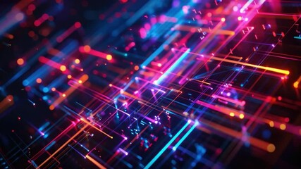 Wall Mural - vibrant abstract digital background with colorful lines and patterns representing technology and inn
