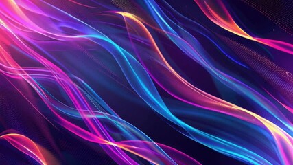 Wall Mural - colorful abstract waves of light in shades of pink, blue, and purple on a dark background for backgr