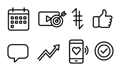 Digital communication and productivity icons for web and app design