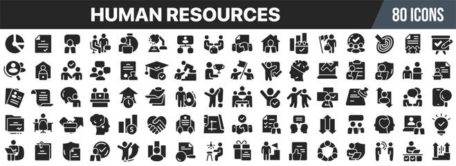Aufkleber - Human resources black icons collection. Big UI icon set in a flat design. Vector illustration EPS10