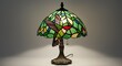 © SRI - Colorful stained glass table lamp with hummingbird design