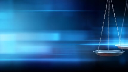 Leinwandbilder - Modern digital justice scale with glowing symmetrical lines floating over deep blue tech background for legal, justice, technology, law, ethics