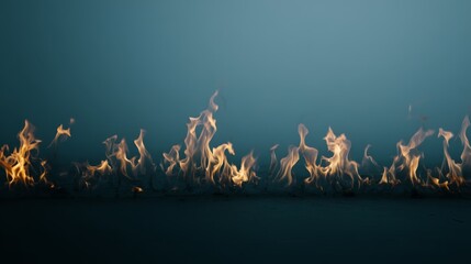 Fototapete - Frontfacing fire flames rising in soft arcs against pastel background creating dramatic contrast and visual warmth with copy space for design