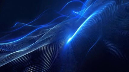 Wall Mural - abstract blue wave background design with flowing lines and glowing effects for digital art and tech
