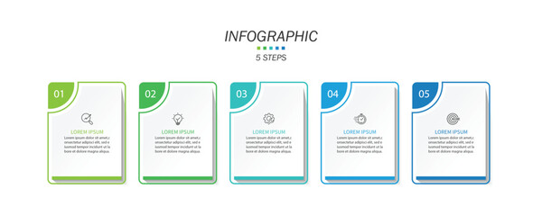 Fototapete - Design template for vector infographic labels with icons and 5 options or steps.
