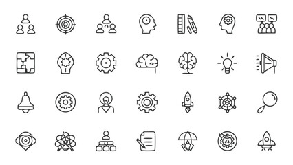 Business strategy planning teamwork icon set vector illustration for startup and company management success