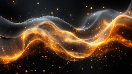 Wall Mural - A luxurious golden wave flowing across a black background, surreal and artistic --ar 16:9 --stylize 750 --v 6.1 Job ID: 311a6337-e5f8-4a4e-90c9-1ba91f2274d8