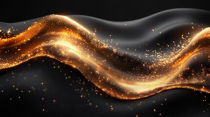 Wall Mural - A luxurious golden wave flowing across a black background, surreal and artistic --ar 16:9 --stylize 750 --v 6.1 Job ID: 311a6337-e5f8-4a4e-90c9-1ba91f2274d8