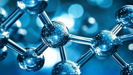 Wall Mural - Blue Molecular Structure on Abstract Background