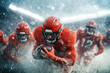 © Paul - American football game players tackle fiercely while snow falls down, creating a dramatic atmosphere in the stadium at night.