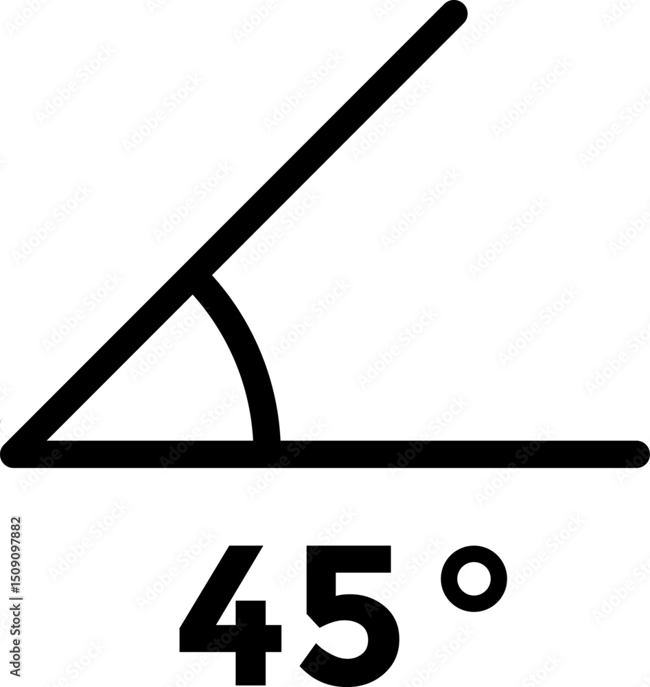45 degree angle icon. Trigonometry templates. Geometric symbol ...