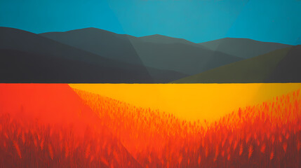 Wall Mural - blue beautifula wheat