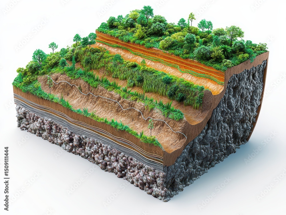 Technical diagram of a landslide warning system showing subsurface ...