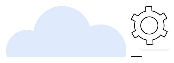 Wall Mural - light blue cloud with adjacent gear icon symbolizing technology, cloud services, and system optimiza