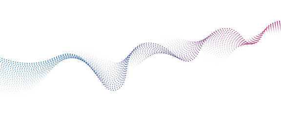 Leinwandbilder - Flowing Dot Wave halftone gradient pattern on transparent background.
