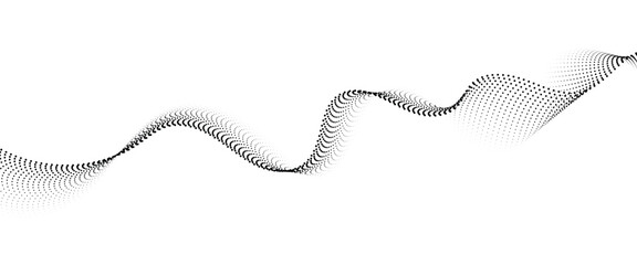 Leinwandbilder - Flowing Dot Wave halftone gradient pattern on transparent background.

