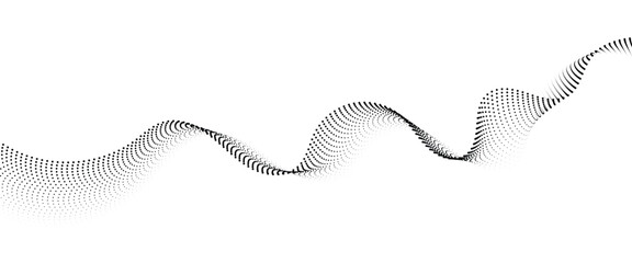 Leinwandbilder - Flowing Dot Wave halftone gradient pattern on transparent background.
