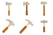 © Mr.Pancho Store - Modern Minimalist Hammers on Gray Background: Varied Shapes and Wooden Handles. A set of four different types of hammers on a gray background.