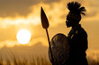© Roslyn - A Zulu warrior holding a shield and spear silhouette