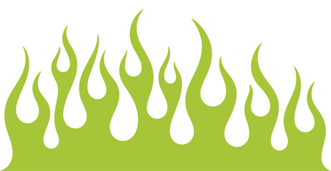 Green flames abstract design element on white background