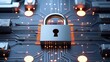 © Putra - Abstract futuristic digital security padlock, data stream protection concept