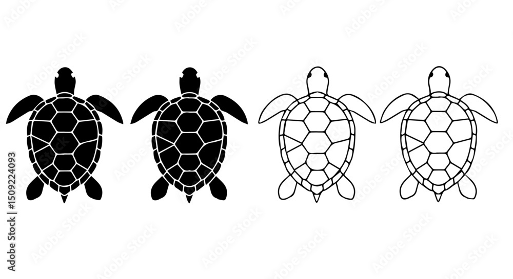 Sea Turtle Vector Graphics Four Styles for Design Projects Stock Vector ...