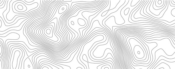 Poster - The black grey on white contours vector topography stylized height of the lines. The concept of a conditional geography scheme and the terrain path. Ultra wide. Map vector terrain Illustration. 
