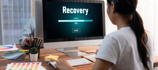 Fototapete - data backup restoration recovery restore data from cloud storage brisk and provide planned network reserve business data
