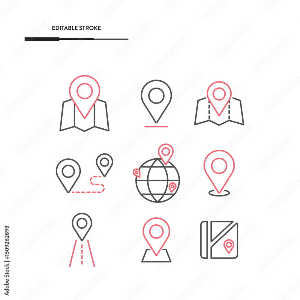 Location Icon Set Vector Design.