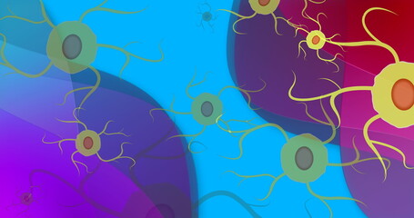 Canvas Print - image of cell icons on blue background