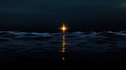 Wall Mural - The sun sets on the horizon, casting a golden light that dances on the surface of the water. Ripples reflect the fading warmth of day, creating a tranquil ambiance.