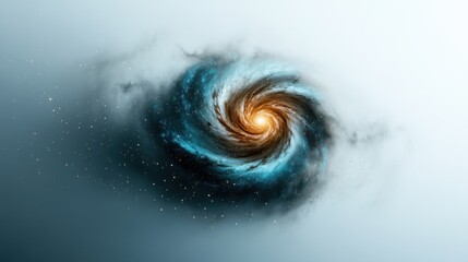 Wall Mural - a vibrant galaxy displays a bright core surrounded by swirling gas and dust, illuminated by stars sc