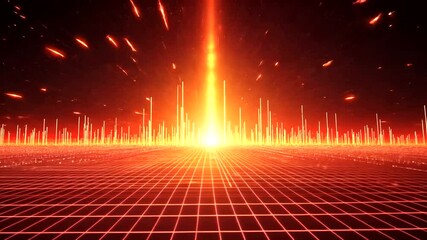 Wall Mural - Vibrant Abstract Red Digital Data Visualization