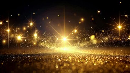 Wall Mural - sparkling golden dust floats in space, creating a dreamy festive backdrop with shimmering starlight 