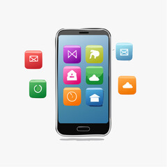 a smartphone with colorful app icons