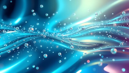 Fototapete - Floating Chrome, A Dance Of Light And Motion As Particles Swirl With Futuristic Shine, Creating Captivating Smooth Gradients And Glowing Reflections. Abstract Beauty, Perfect For Modern Designs.