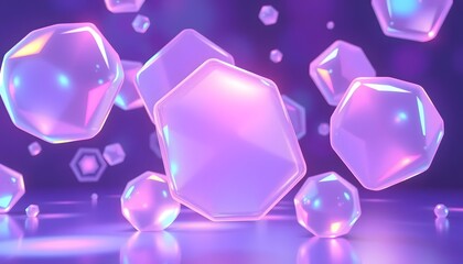 Poster - Holographic Abstraction. Translucent Shapes Glow With Neon Light, Creating A Soft Gradient Effect In A Futuristic, Dreamlike Digital Space. A Modern Abstract Art, Ideal Background.