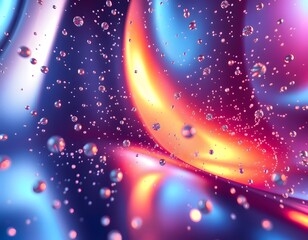 Poster - Futuristic Chrome Flow, Abstract Metal Particles Dance With Light, Smooth Gradient Reflections Create A Mesmerizing Futuristic Scene. Dynamic Motion Evokes A Sense Of Technological Wonder,