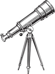 Wall Mural - vintage telescope stands on a sturdy tripod ready for observation.