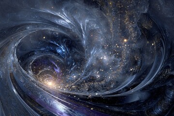 Wall Mural - Blue Spiral Galaxy with Bright Stars and Cosmic Dust