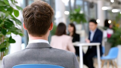 Aufkleber - Man in Suit Back View at Meeting, Representing Business Collaboration and Professional Development in the Workplace : Generative AI