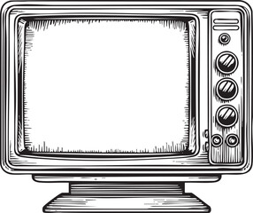vintage television set displays a blank illuminated screen.