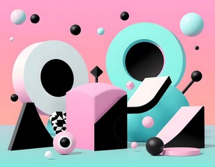 Fototapete - Retro Shapes Create A Cool, Visual Trip. Smooth Gradient Transitions Flow Like Liquid Light. Black And White Elements Contrast, Offering A Visually Pleasing Aesthetic. This Is Perfect For Retro Style