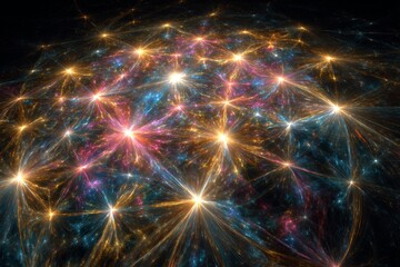 Wall Mural - Abstract Cosmic Nebula with Gold Pink Blue and Purple Glitter